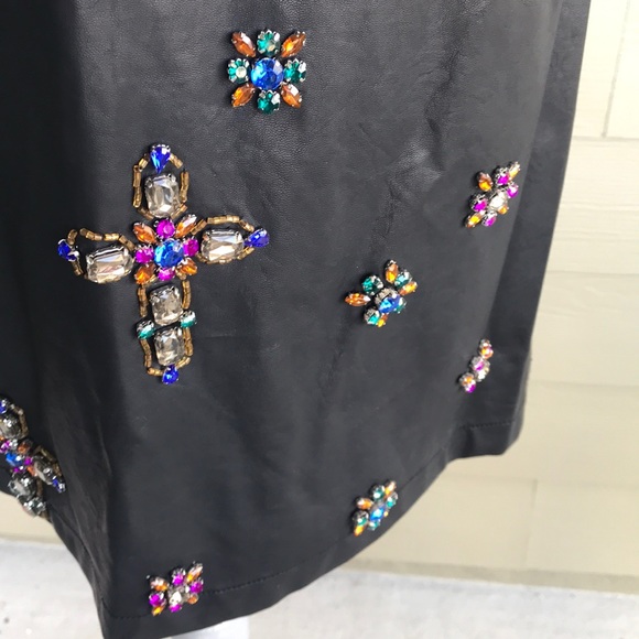 Bedazzled faux leather dress medium new - Picture 3 of 4